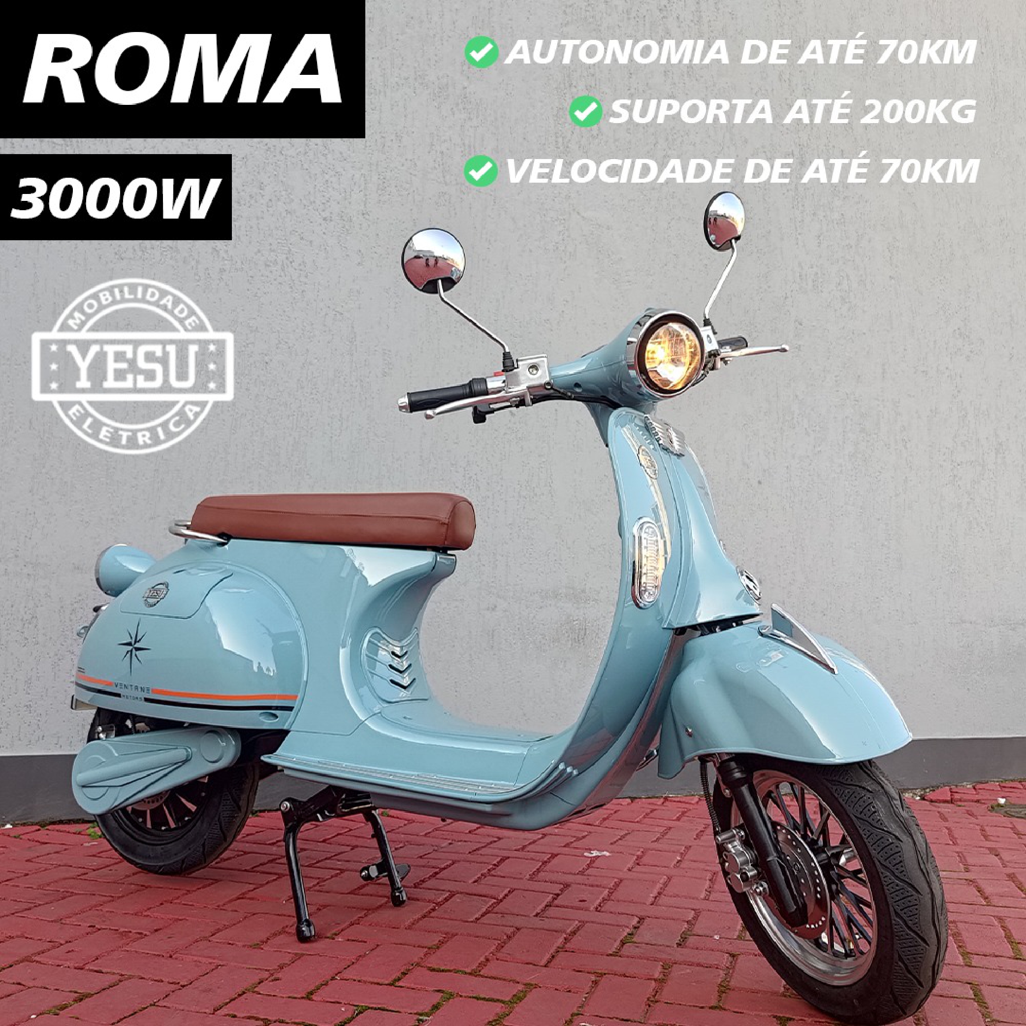 Moto Elétrica Roma 3000w Lambreta Vespa Yesu